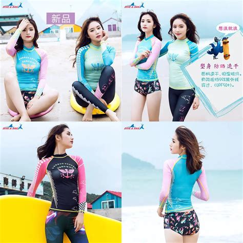 Korean Diving Suit Diveandsail Women Long Sleeve Surf Swimwear Bathing Yoga Fitness Snorkeling Sun
