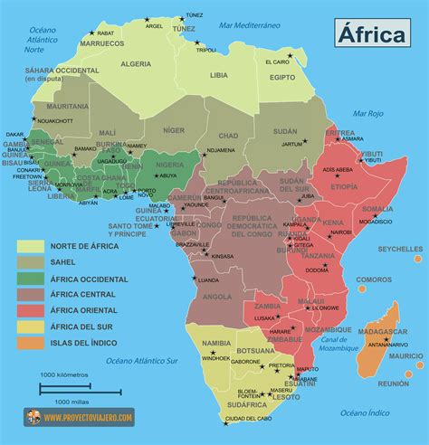 Mapa Político De África Con Nombres Ilustración Del