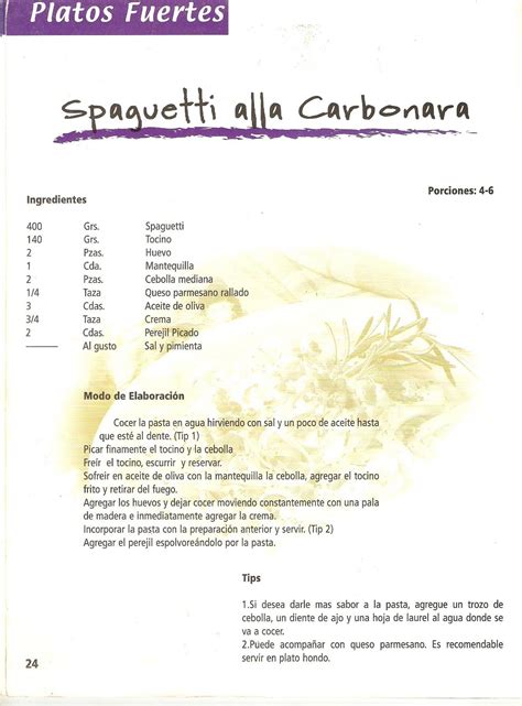 Crochet Style Recetas De Cocina Spaguetti Alla Carbonara