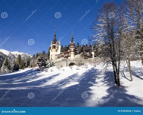 Winter At The Peles Castle Romania Editorial Photo Image Of Forest