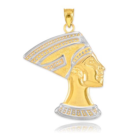 Two Tone Gold Queen Nefertiti Pendant