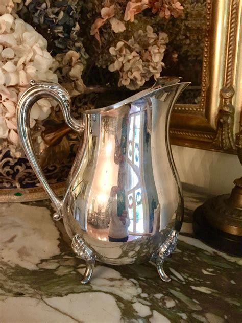 Vintage Silver Water Pitcher Silver Plate Footed Water Pitcher With