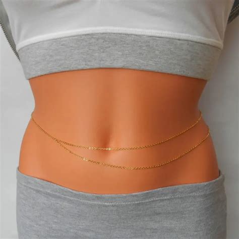 Wholesale Women Sexy Dainty 18 K Gold Stainless Steel Double Layer Belly Chain Buy Belly Chain