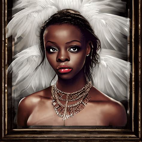 Elegant African American Angel With Big Eyes And Smooth Wings · Creative Fabrica