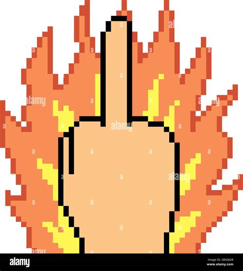Vector Pixel Art Hand Sign Middle Finger Isolated Stock Vector Image