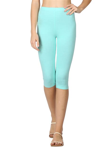 thelovely women and plus s 3x essential basic cotton spandex stretch below knee length capri