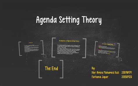 Agenda setting is the ability of media to determine salience of issues with news, through a cognitive process called accessibility, which is the process of retrieving an issue in the memory. Agenda Setting Theory by Anna Japar