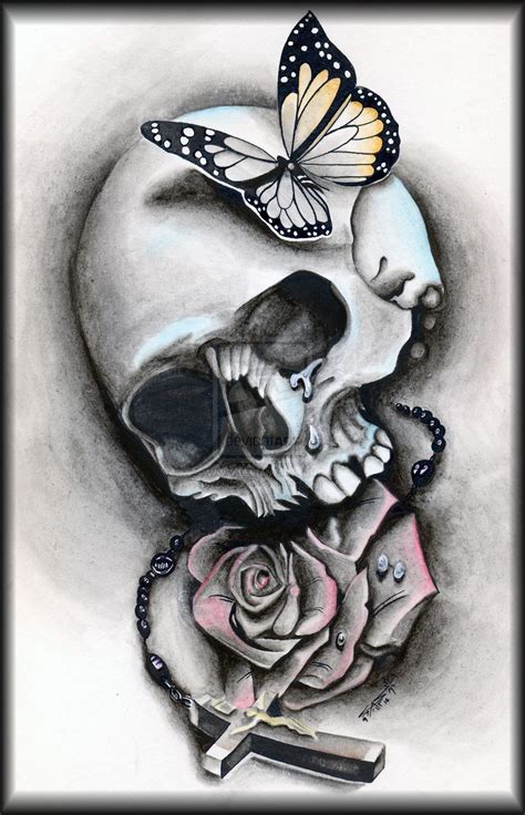 Skull Butterfly By Stylzbug On Deviantart Skull Girl Tattoo Crown