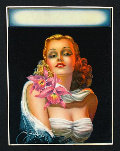 Vintage 1940s Art Deco Billy Devorss Pin Up Print Buxom Blonde Beauty Orchids Nr 1749841107