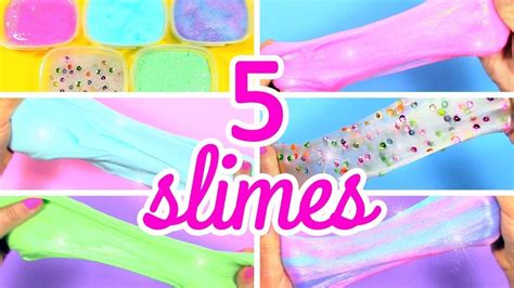 5 Recetas Para Hacer Slime Cómo Hacer Slime Facil Sin Borax Youtube