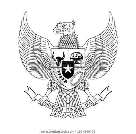 Garuda Pancasila Indonesia National Emblem Symbol Vector Outline