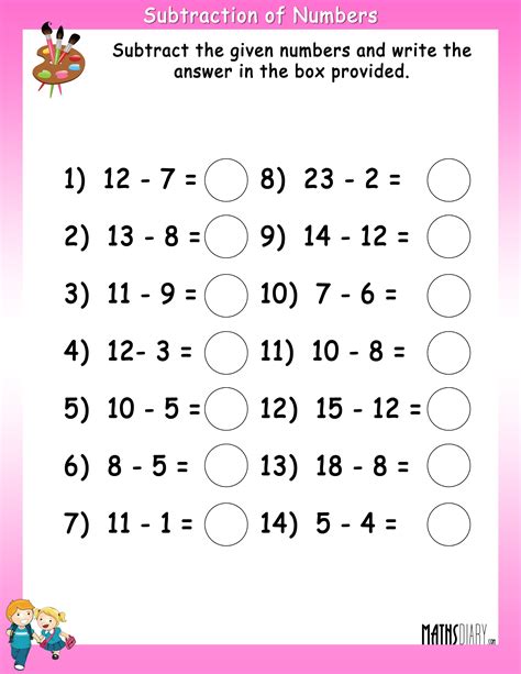 Addition Subtraction Of Numbers Worksheets Math Worksheets