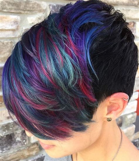 Pixie With Mermaid Highlights In Bangs Hair Styles Thick Hair Styles Short Hairstyles For