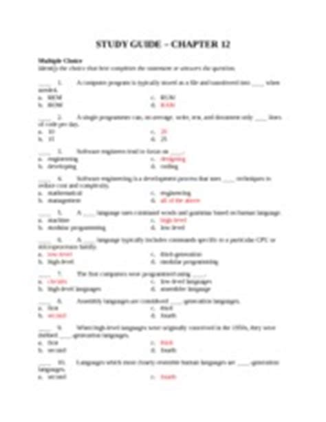 Prepare for the ftce test with our free ftce study guide. Computer Science STUDY GUIDE 12 - STUDY GUIDE CHAPTER 12 ...