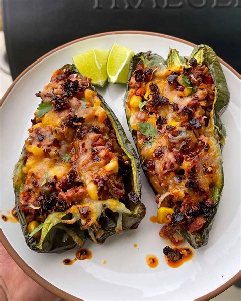 Traeger Smoked Mexican Stuffed Poblano Peppers