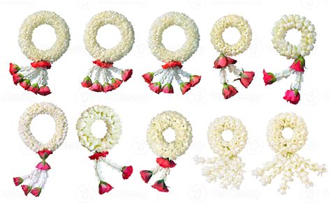 Collection Jasmine Garland Symbol Of Mothers Day In Thailand On White