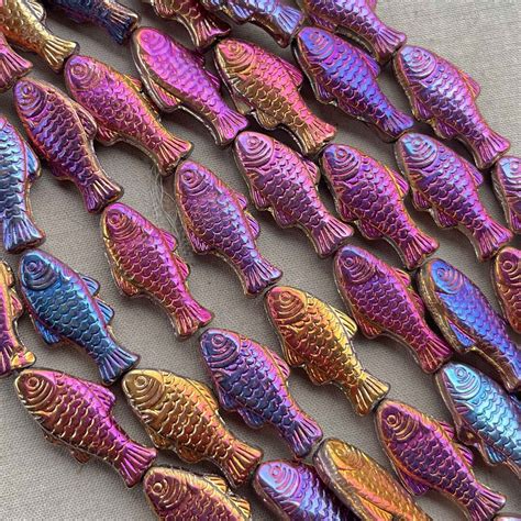 Copper Ab Fish Beads Czech Glass Fish Beads Trout Fish Bead Metallic