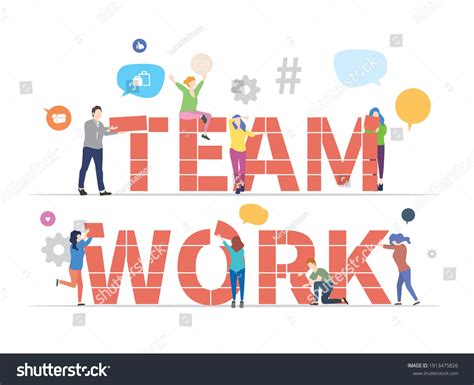Teamwork Illustration Team Work Communication Partnership Stock Vector