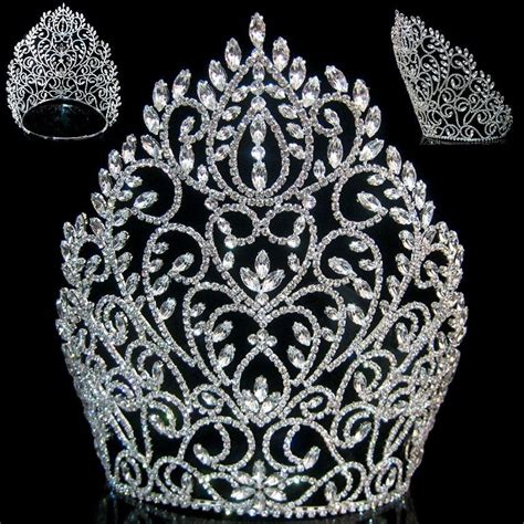 Rhinestone Miss Beauty Queen Pageant Crown Silver Tiara Crowndesigners