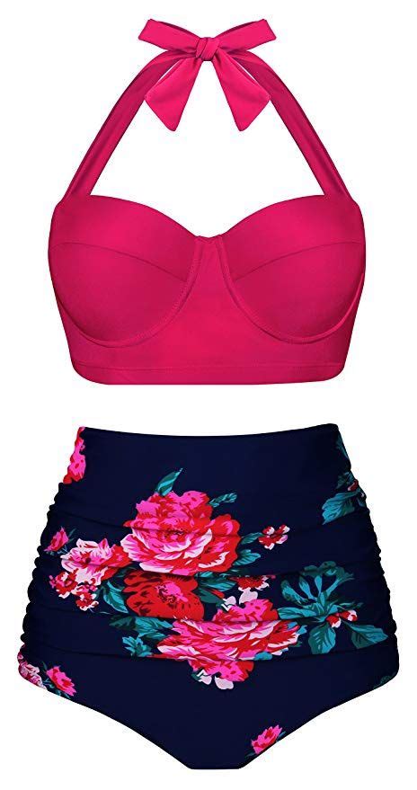 Aixy Women Vintage Swimsuits Bikinis Bathing Suits Retro High Waisted