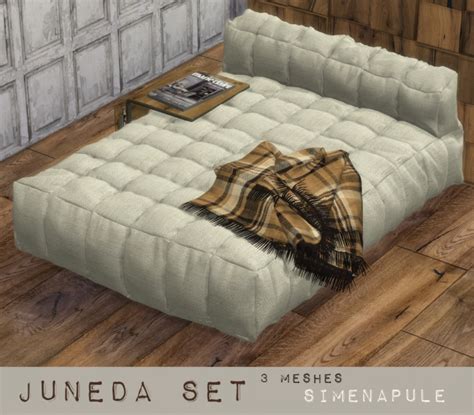 Juneda Set Bed Blanket And Bedside Table At Simenapule Sims 4 Updates