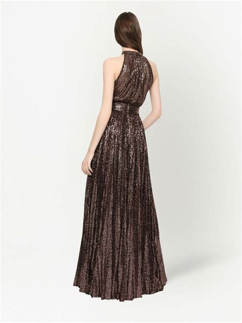 dolce and gabbana sequinned halter neck gown farfetch