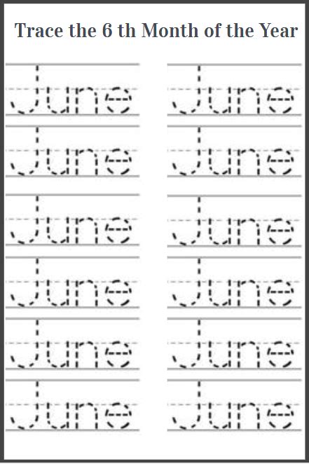 Months Of The Year Tracing 12 Free Printable Worksheets Kiddosheets