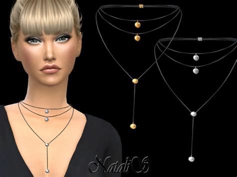 The Sims Resource Round Pendant Layered Necklace By Natalis • Sims 4