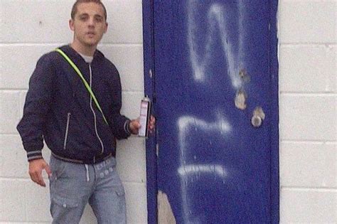 Stupidest Football Hooligan Wrexham Yob Dean Roberts Sprays Graffiti
