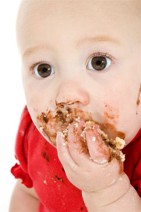 Baby Eating Cake Stock Photo Image Of Face Infant Food 694672