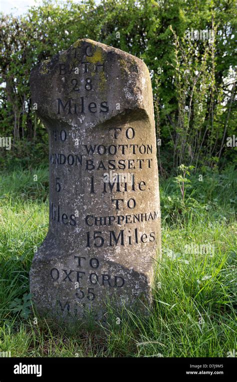 An Old Stone Milepost Near Royal Wootton Basset Wiltshire England