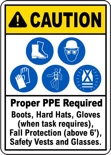 Caution Proper Ppe Required Safety Sign Claim Your 10 Discount