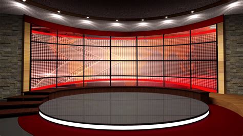 News Tv Studio Set 44 Virtual Green Screen Background Loop Stock