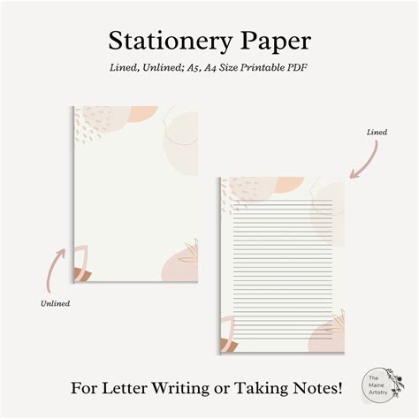 Stationery Paper Printable Digital Letter Writing Paper Etsy