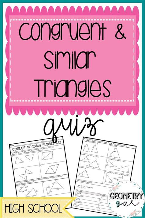 6 in each diagram below, are any triangles congruent? Congruent and Similar Triangle Quizzes | Similar triangles ...