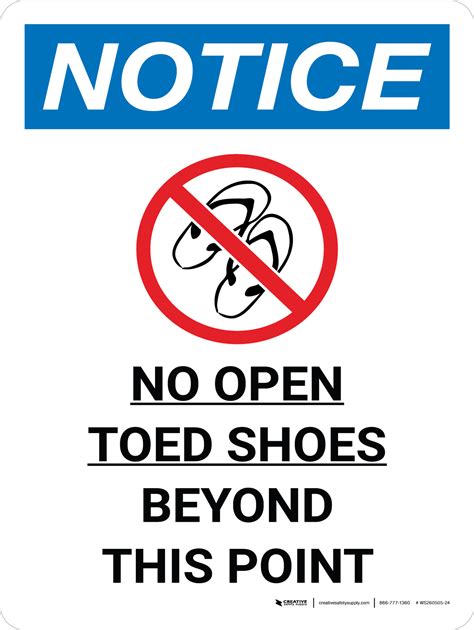 Notice No Open Toed Shoes Beyond This Point Portrait With Icon Wall Sign