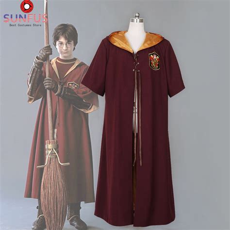 Harry Potter Quidditch Robes Gryffindor Red Cape Costume Cosplay Anime