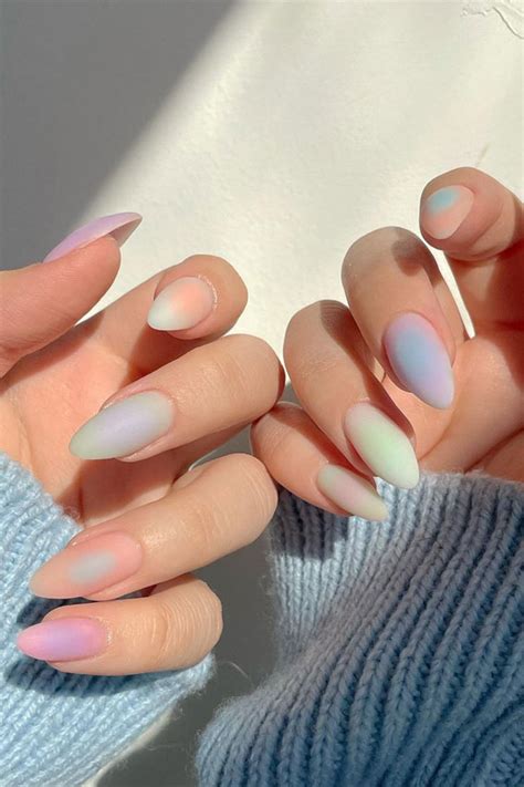 Almond Nails For A Cute Spring Update Dreamy Pastel Matte Almond Nails