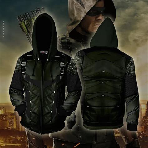 2021 Green Arrow 3d Hoodies Hero Costume Clothing Oliver Queen Zip Up