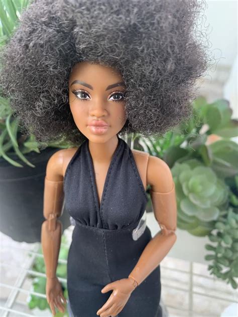 barbie signature barbie looks doll curvy brunette fully posable fashion doll wearing black