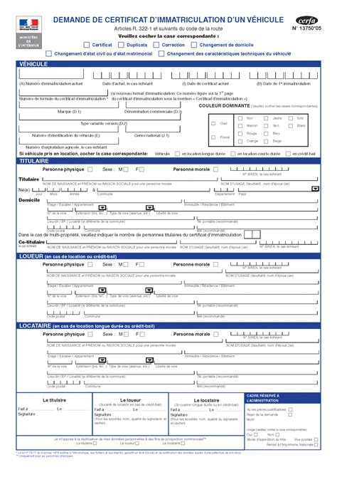 Documents Carte Grise Papiers Et Formulaires Cerfa T L Charger