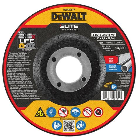 Dewalt Dwa8957f Metal And Stainless Steel Cutting Wheel 4 12 25 Pak