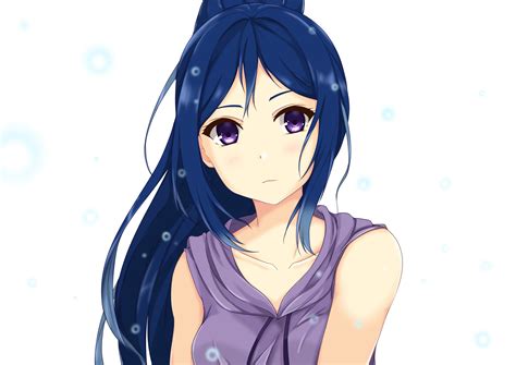 1025112 illustration anime blue hair love live white background cartoon black hair hair