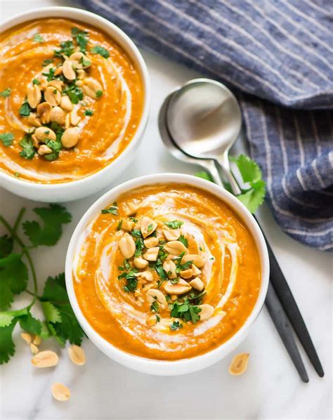 Pumpkin Curry Soup With Coconut Milk Thai Red Curry Paste And Peanuts