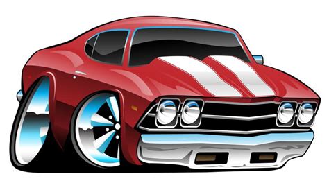 Classic American Muscle Car Cartoon Bold Red Vector Illustration