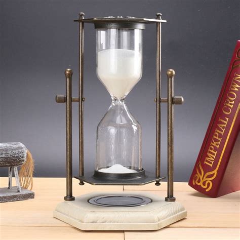 Rotating Hourglass With Compass Metal Antique Wood Sand Hourglass Flip