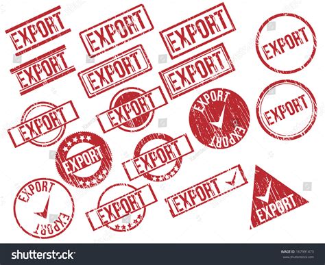 Collection 17 Red Grunge Rubber Stamps Stock Vector Royalty Free