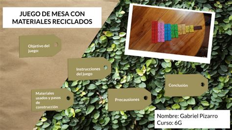 Juego De Mesa Con Materiales Reciclados By Gabriel Pizarro