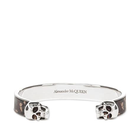 Alexander Mcqueen Twin Skull Camo Bracelet Silver And Camo End