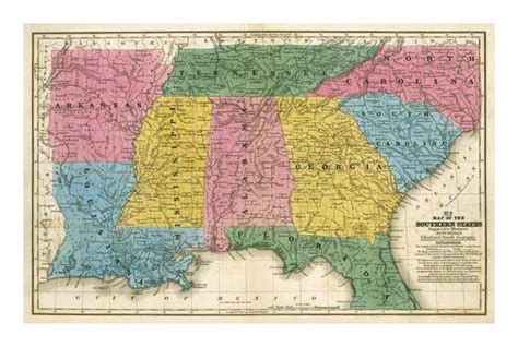 Map Of The Southern States C 1839 Posters Samuel Augustus Mitchell